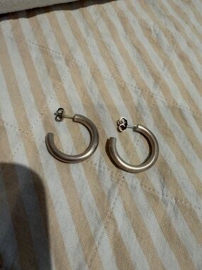 Chunky Silver Hoop Earrings - Classic Matte Finish